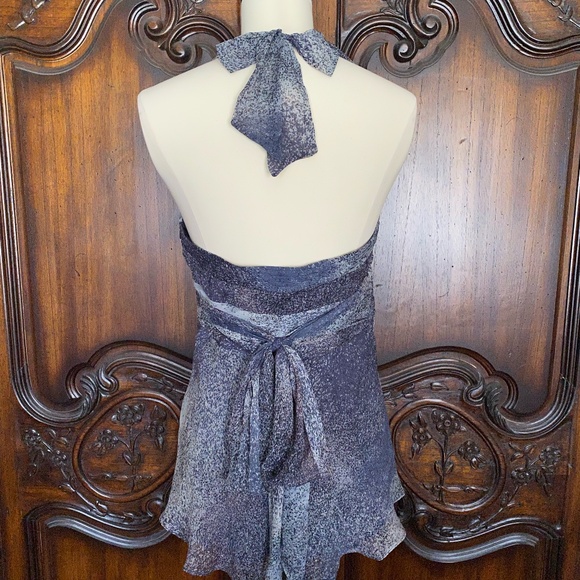 New Women's BCBG Ombré Blue and Pink Silk Chiffon Halter Top Size S - Picture 2 of 4